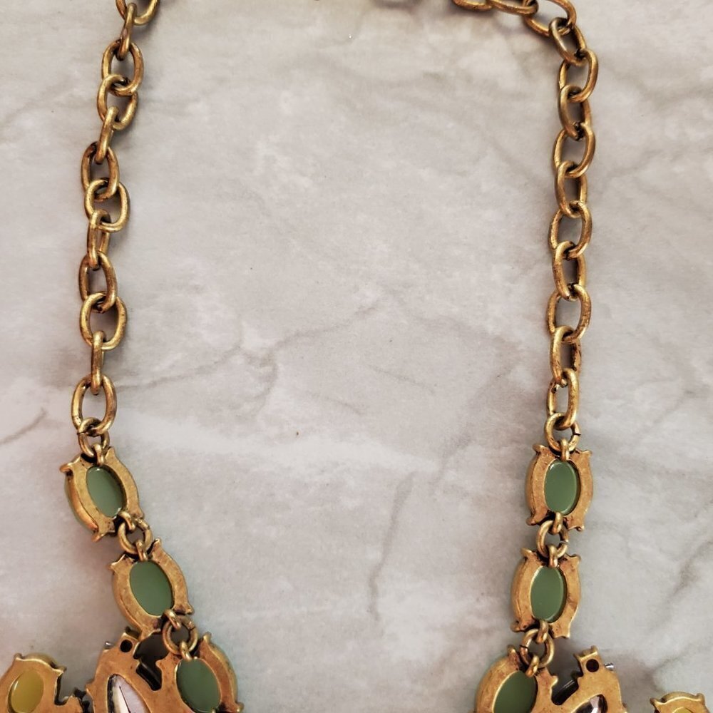 ✨ J.Crew Blue Green Rhinestones Crystals Cluster Statement Necklace ✨ - Picture 11 of 13